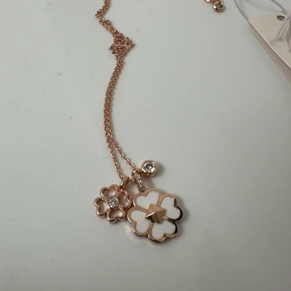 Kate Spade Spades & Studs Charm Pendant Necklace in White - Picture 3 of 6